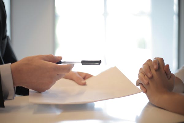 Business contract signing document