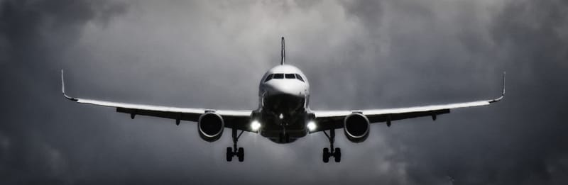 Airplane landing Munich airport Germany